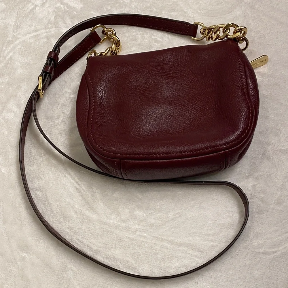Michael Kors Dark Red Crossbody Bag with Gold Accents - Picture 4 of 8